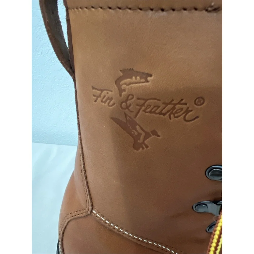 Mens Fin Feather Boots Size 6 D Med Brown Leather 989 9